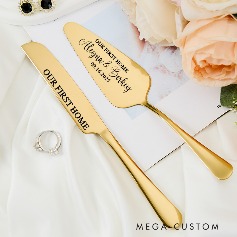 Personalized Cake Knife and Server Set Our First Home Gift Wedding Cake Cutting Set Custom Housewarming Gift New Home Dining Accessories