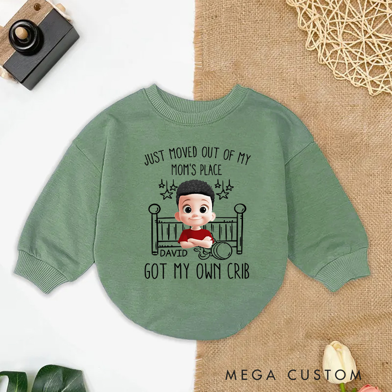 Personalized Just Moved Out of My Mom's Place Got My Own Crib Baby Bodysuit Baby Shower Gift