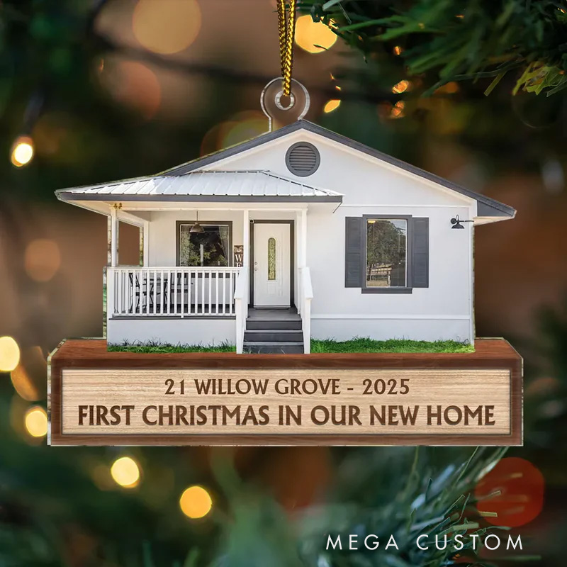 Personalized Photo First Christmas In Our New House Custom Cutout Acrylic Ornament  2025 New Homeowner Decoration Customized Keepsake for Christmas