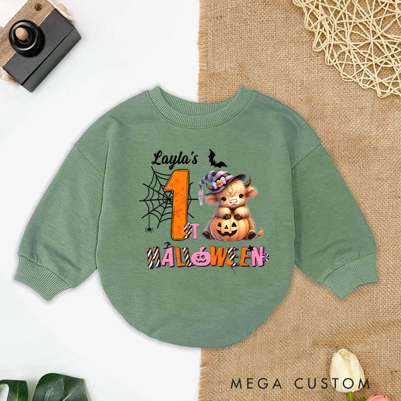 Personalized Spider Web and Pumpkin Design for Baby's First Halloween Celebration Baby Bodysuit Funny Baby Gifts