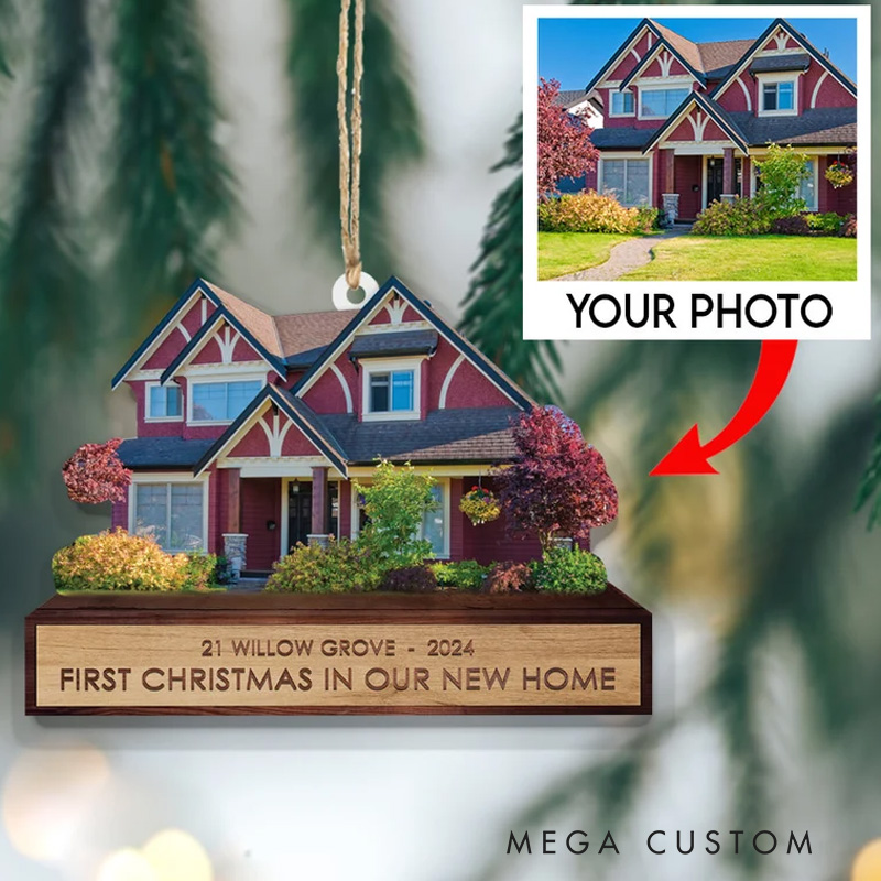 Personalized First Christmas in Our New Home Ornament 2025 Custom House Address Keepsake Personalized Ornament for Families or New Homeowners
