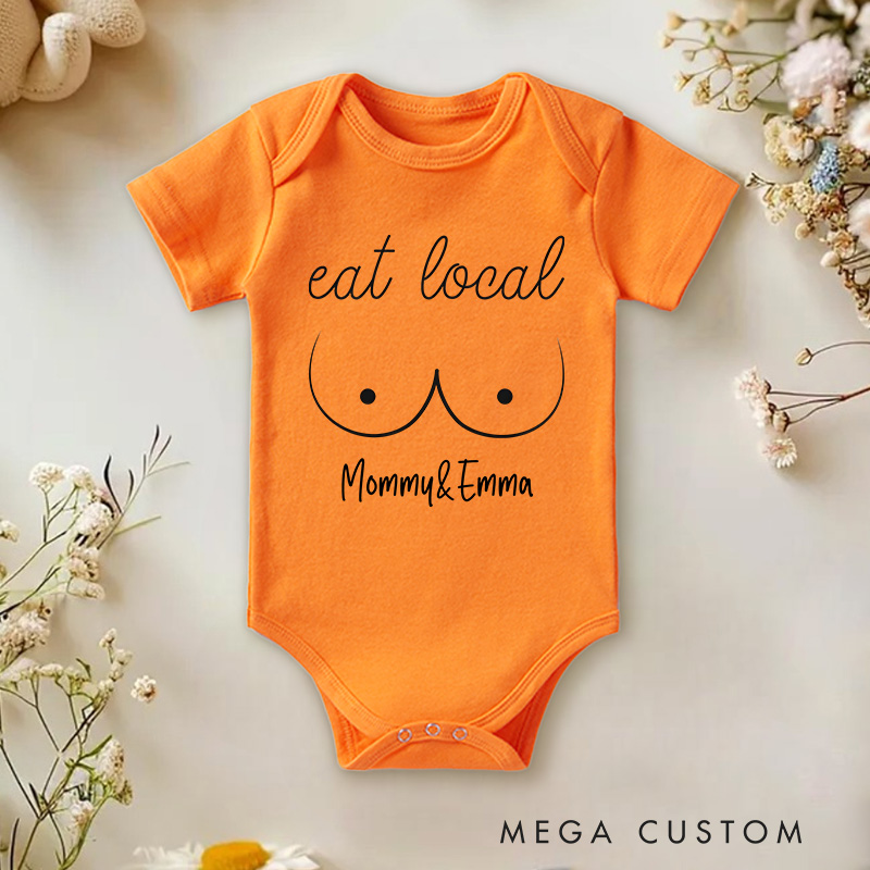 Personalized Funny Eat Local Breastfeeding Baby Onesie Gift for Baby