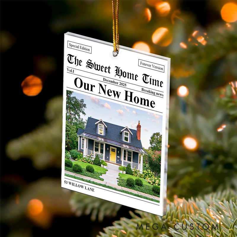 Personalized New Home Housewarming Gift For Couples News Custom Acrylic Photo Ornament