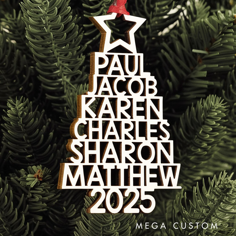 Personalized Family Names 2025 Christmas Tree Ornament Custom Family Ornament New Home Gifts