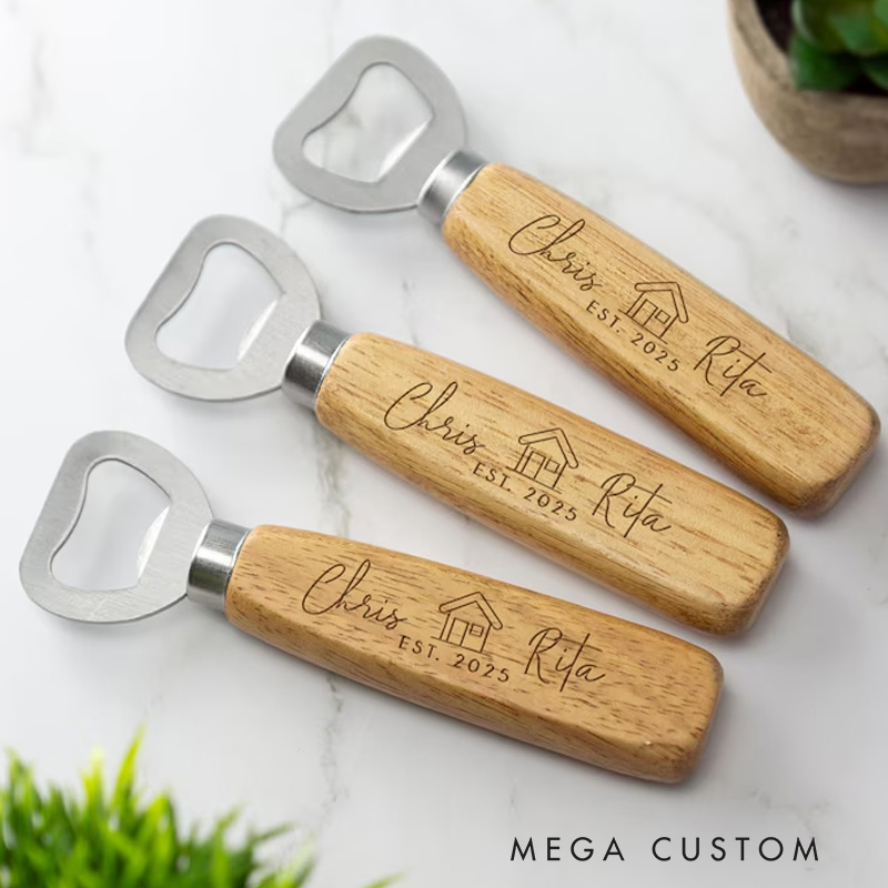 Personalised Bottle Opener House Warming Wooden Bottle Opener Laser Engraved Fathers Day Birthday Christmas New Home