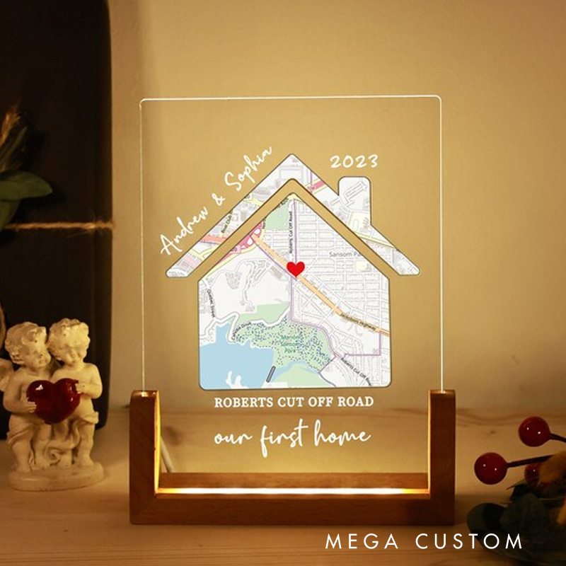 Personalized Night Light Housewarming Gifts Our First Home New Home Gifts Entryway Decor Christmas Gifts Custom Map Print for New Home