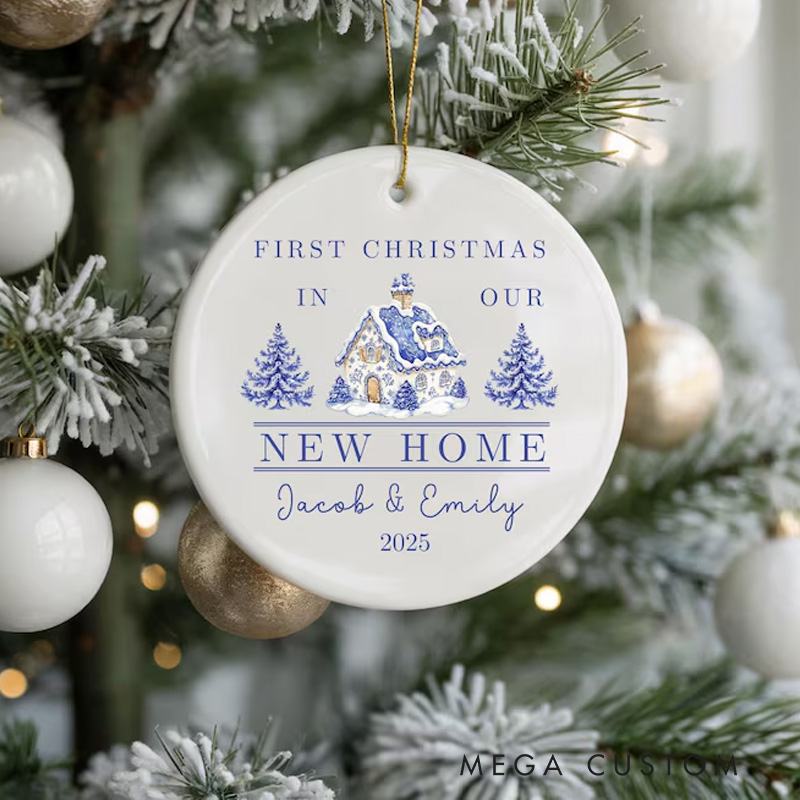 [Copy]Personalized Watercolor House Painting Ornament Custom New Home Christmas Ornament Christmas Photo Gift Watercolor Photo Ornament