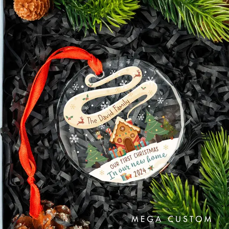 Personalized New Home Ornament 2025 New Home Gifts Personalized Housewarming Gifts Glass Wedding Ornament First Christmas In Our New Home
