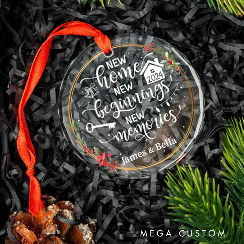 Personalized New Home Ornament 2025 New Home Gifts Housewarming Gifts Glass Wedding Ornament First Christmas In Our New Home