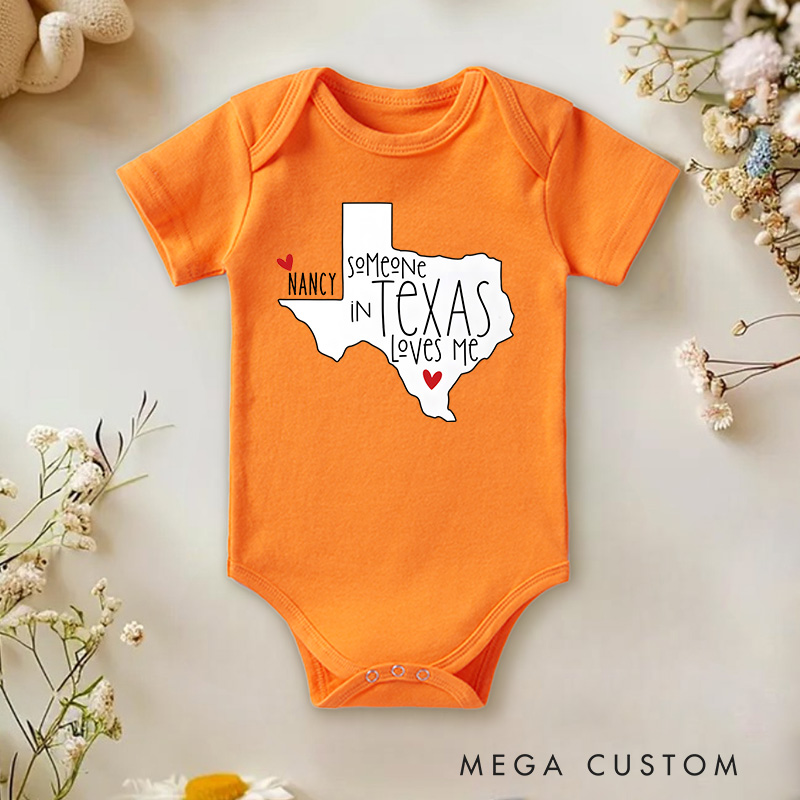 Personalized Someone in Texas Loves Me Baby Onesie Funny Baby Gift
