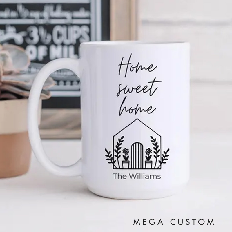 Personalized Home Sweet Home Coffee Tea Mug Cup 15 Oz Ceramic White Housewarming Mug New Home Gift