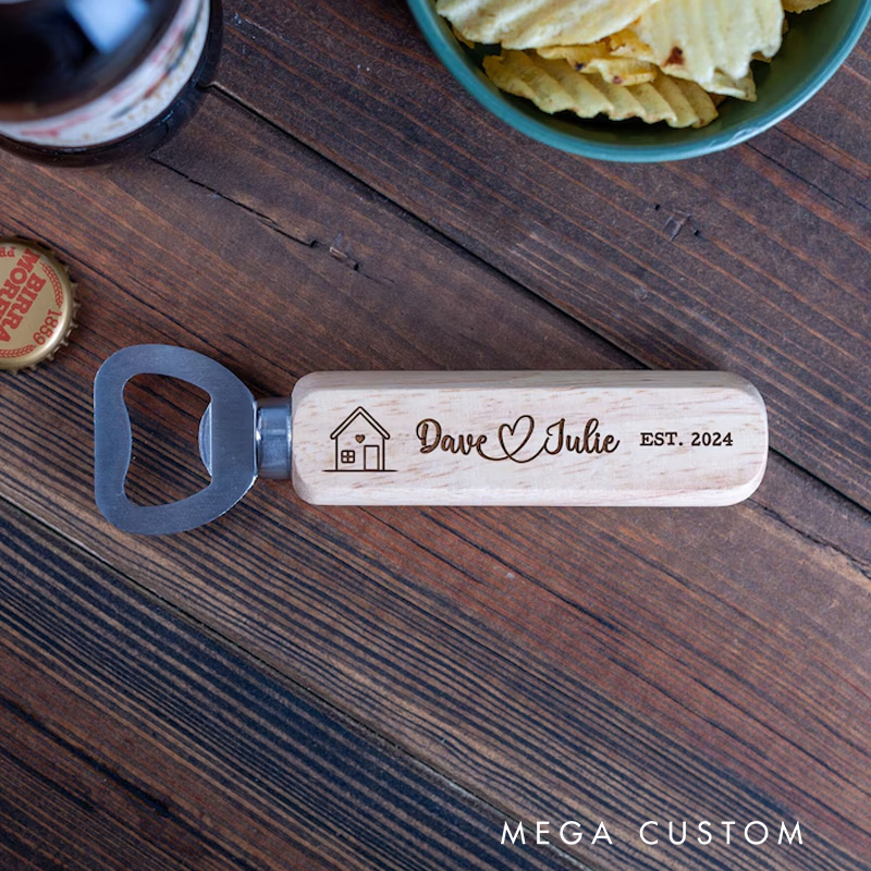 Personalized Bottle Opener House Warming Gift Wooden Bottle Opener New Home Gift Anniversary Gift Wedding Gift