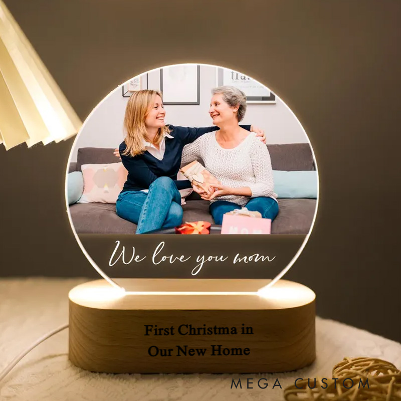 Personalized First Christmas in Our New Home LED Night Light Custom Photo Design with Names Perfect for Housewarming Gift Romantic Home Decor Keepsake Display