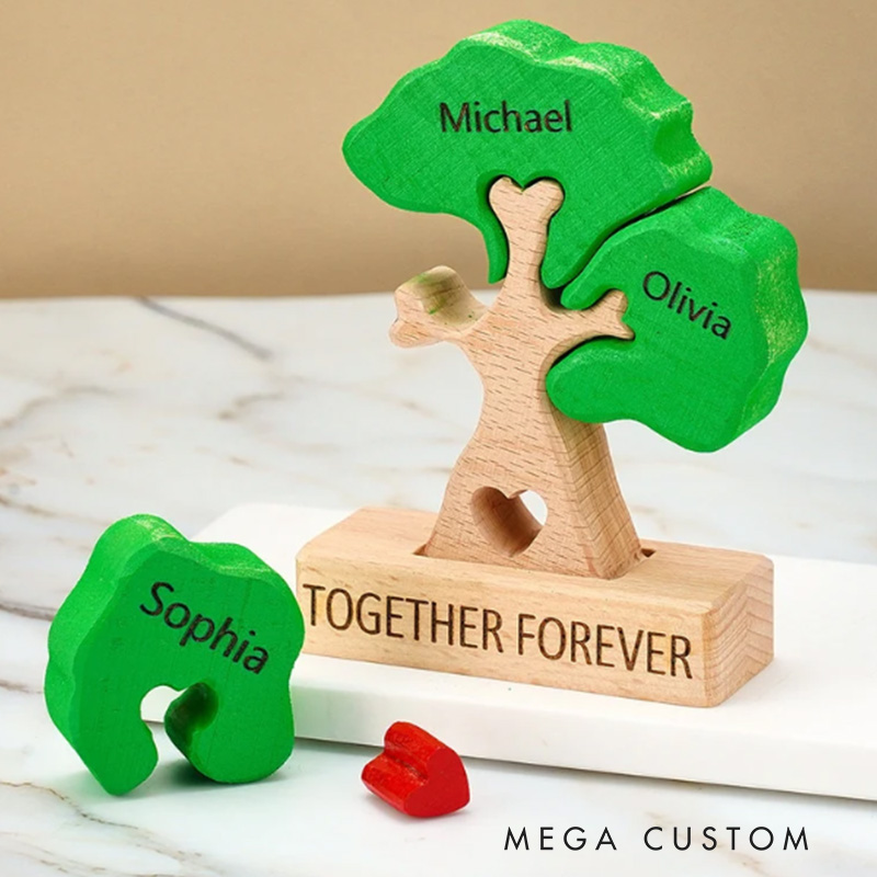 Personalized Family Tree Puzzle Wooden Home Sweet Home Decor Unique Housewarming Gift Custom Family Keepsake for New Home Living Room Decoration