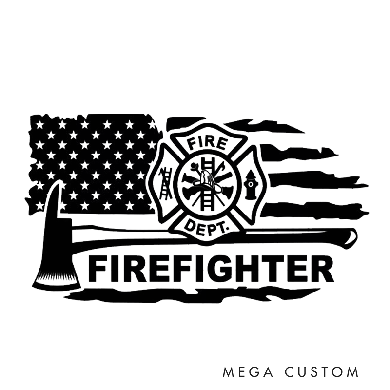 Personalized Multicolor Firefighter Engraved Steel Tumbler with Fire Department Logo Axe and American Flag Design Durable Gift for Firefighters
