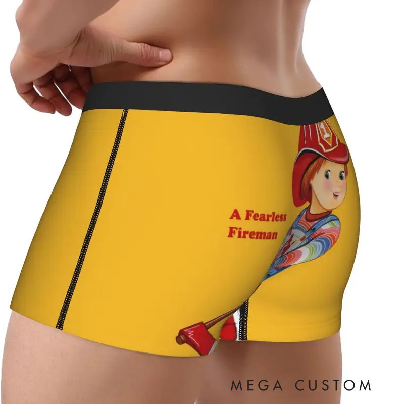 Personalized Firefighter Themed Funny Boxers with Fearless Fireman Design Playful Gift for Firefighter
