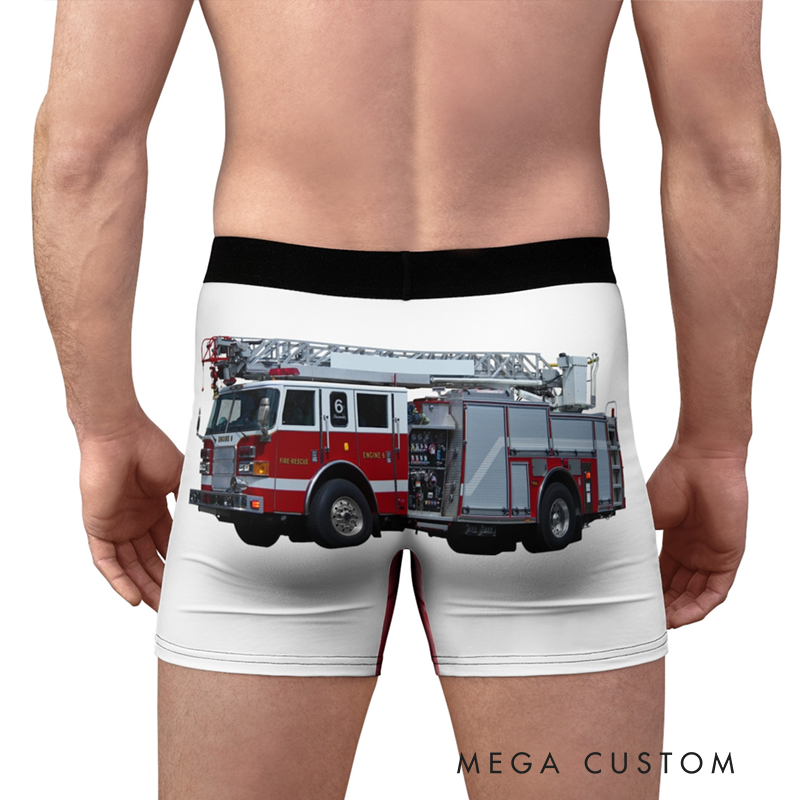 Personalized Firefighter Themed Funny Boxers with Fire Hydrant and Get Wet Design Playful Gift for Firefighter