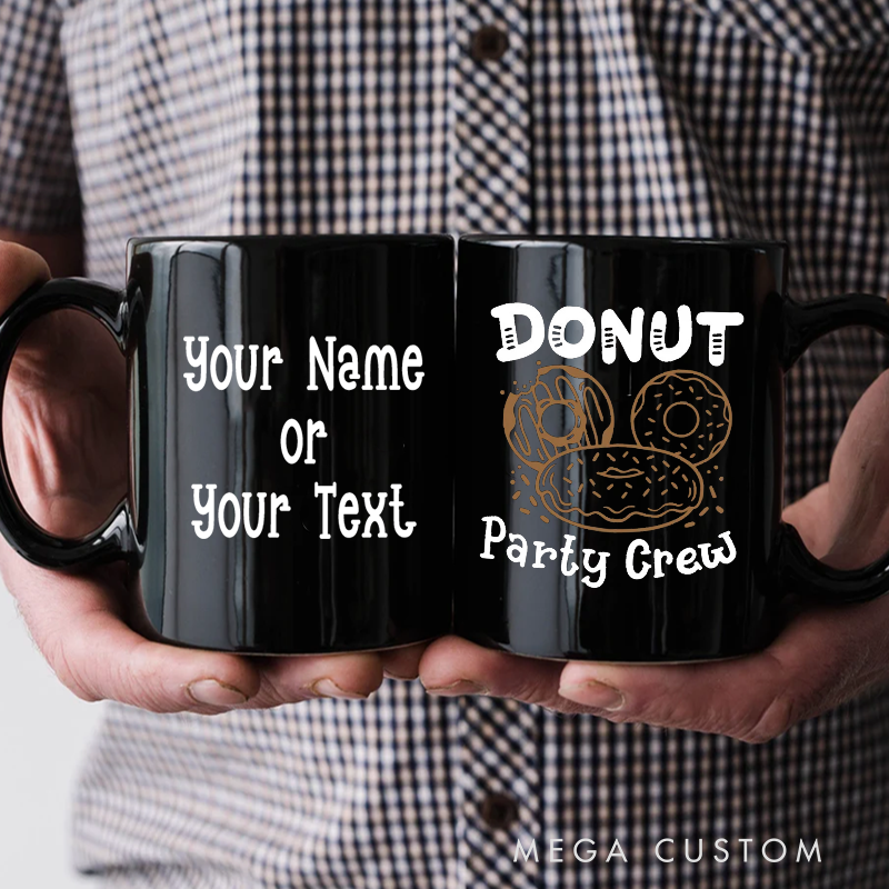 Personalized Police Themed Mug with Custom Name and Donut Party Crew Design Fun Gift for Police Officers