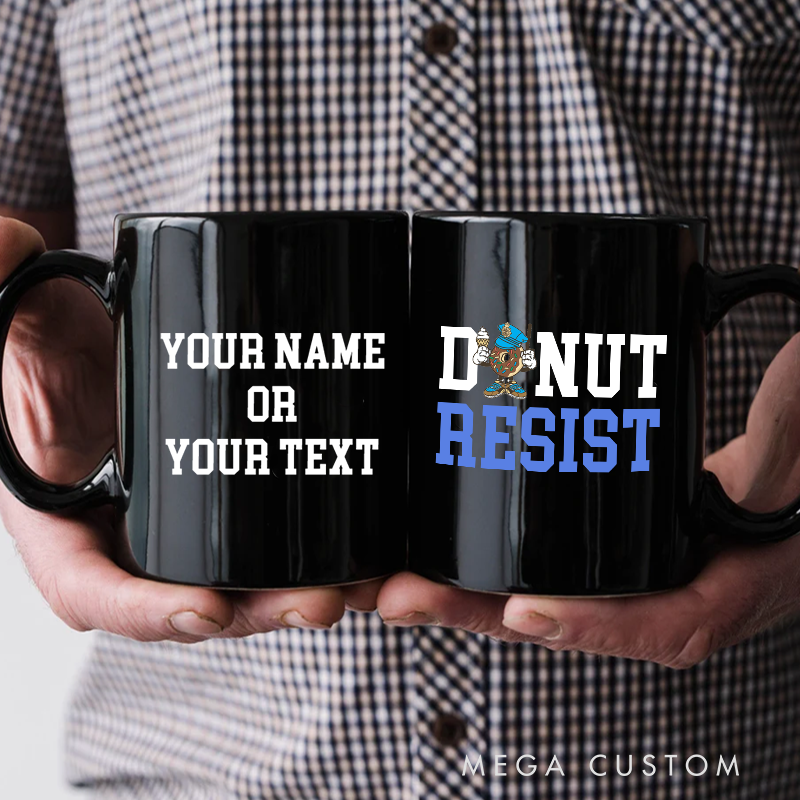 Personalized Police Themed Mug with Donut Resist Design Fun and Creative Gift for Police Officers