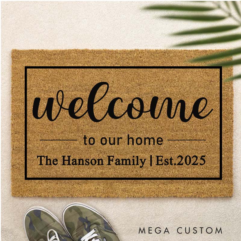 Personalized Welcome Doormat Custom Coir Mat With Family Name And Year Design Durable Indoor Outdoor Rug Perfect Housewarming Or New Home Gift Decor
