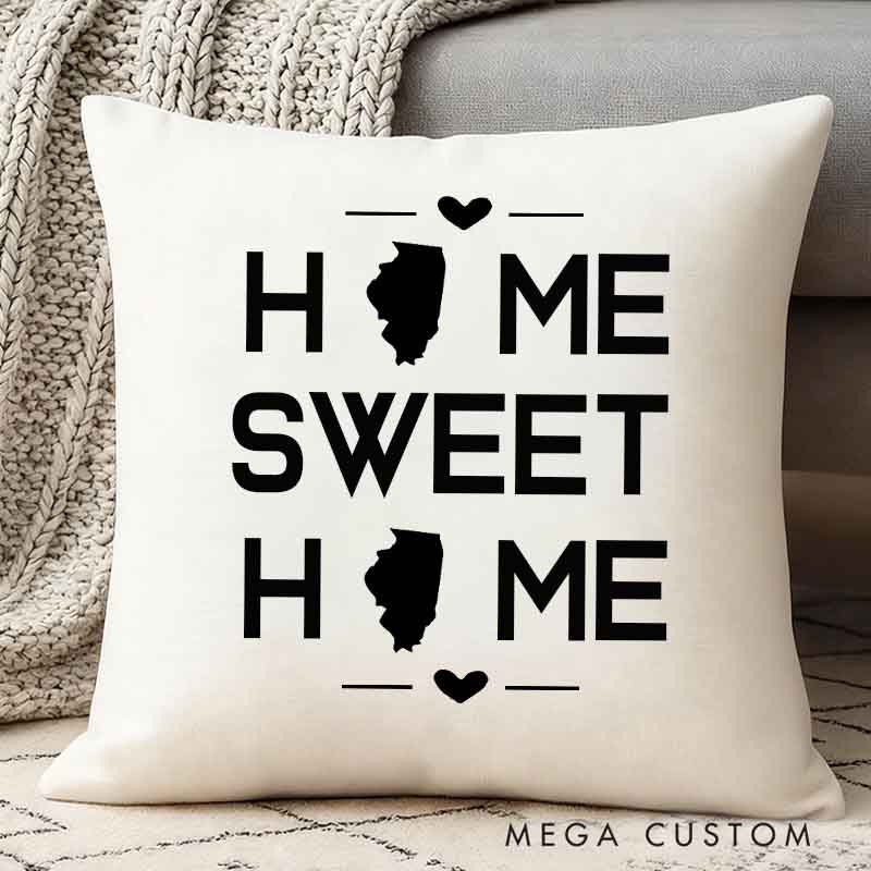 Personalized Throw Pillow Moving Away Gift New Home or Housewarming Gift Home Sweet Home Throw Pillow Cover US State Map Pillow