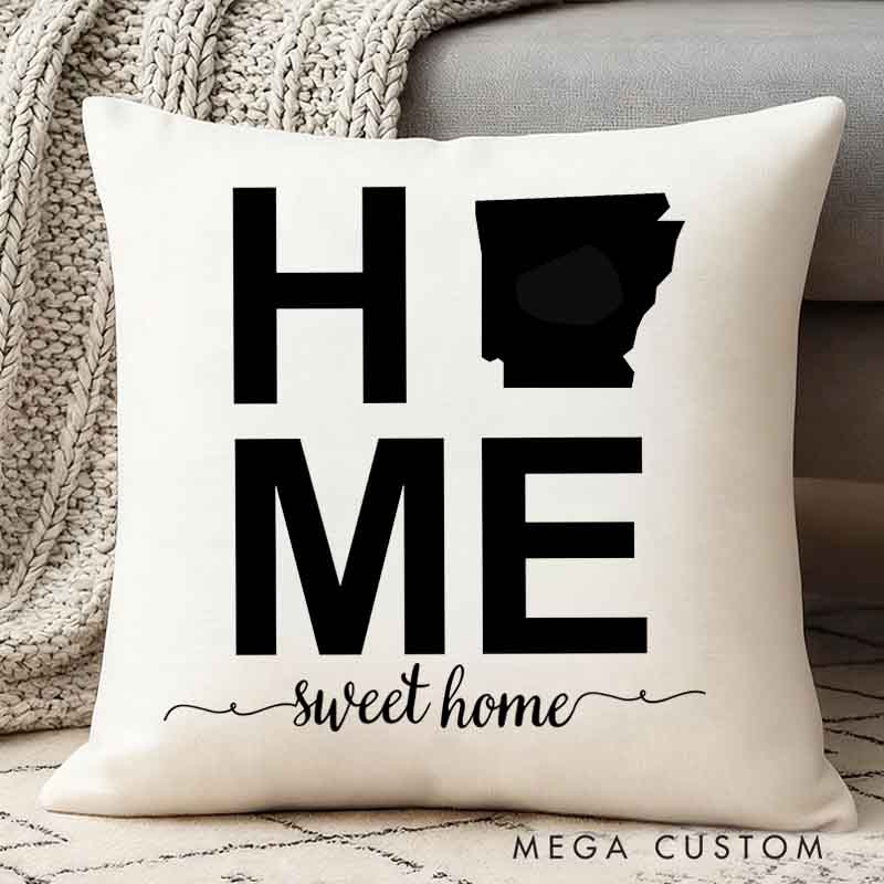 Personalized Throw Pillow Moving Away Gift New Home Housewarming Gift Home Sweet Home Throw Pillow Cover US State Map Gift