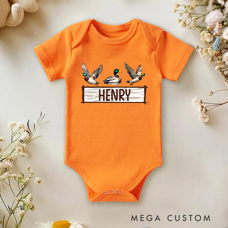 Personalized Mallard Duck Hunting Baby Onesie First Birthday Gift Baby Gift for New Mom
