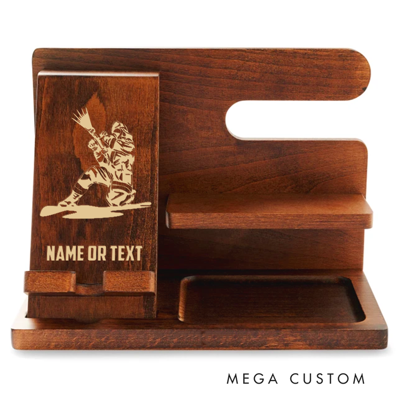 Personalized Firefighter Themed Wooden Desk Organizer with Custom Name Gift for Firefighters