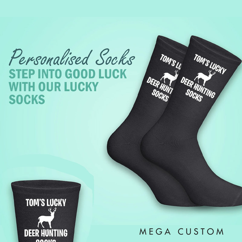 Personalised Lucky Hunting Socks with Your Name for a Winning Look the Perfect Gift for Hunting Fans Hunting Gift