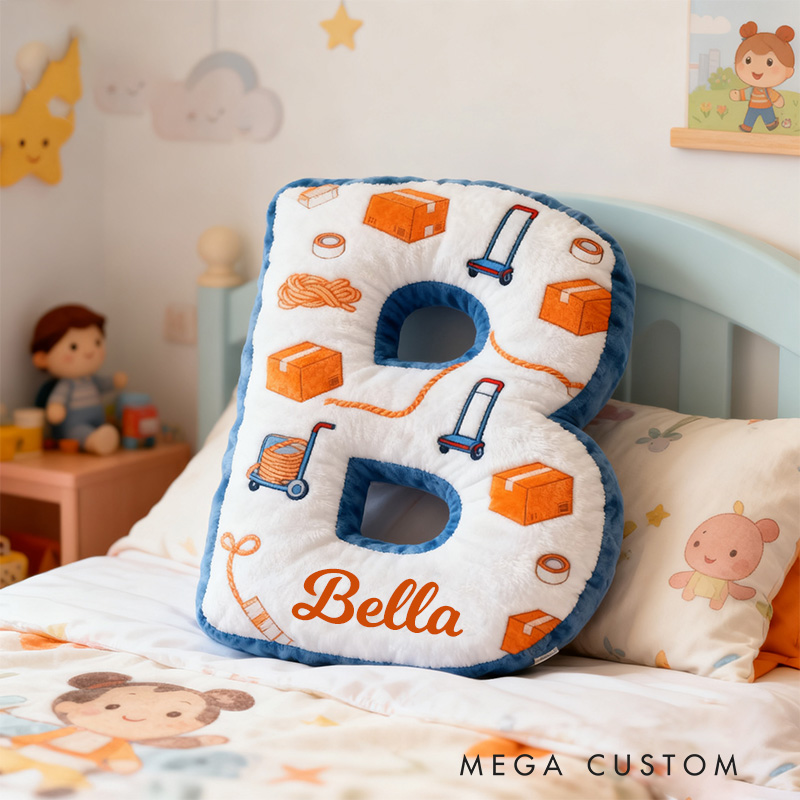 Personalized Letter Pillow Custom Name Design Soft Decorative Cushion for Kids Room Playful Moving Day Theme Unique Gift for Children Bedroom Decor