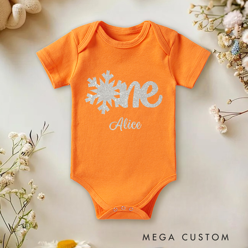 Personalized Winter Wonderland Baby Name 1st Birthday Baby Onesie Gift for Baby
