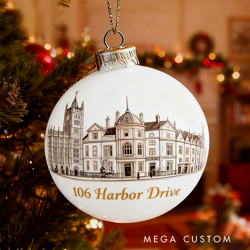 Personalized Christmas Ball Ornament Custom Address Holiday Decoration Classic Christmas Tree Bauble Keepsake for Home Decor Christmas Gifts