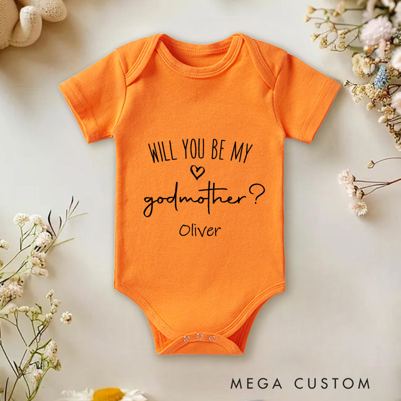 Personalized Will You Be My Godmother Baby Onesie Cute Pregnancy Announcement Gift