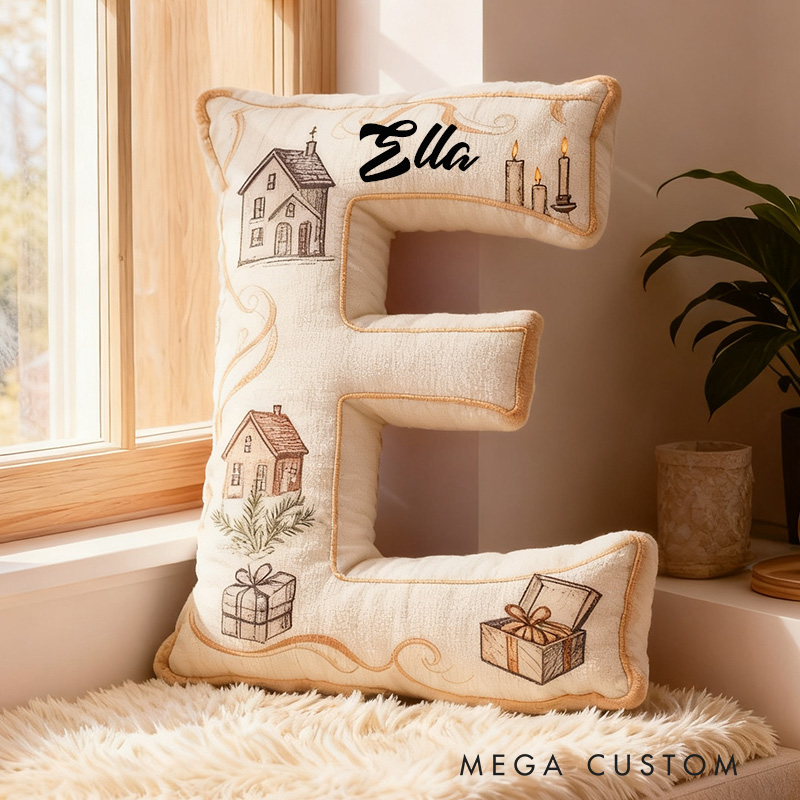 Personalized Rustic Pillow Graphic 3D Print Custom Name Cozy Home Decor with Charming House and Candle Design Soft Accent Cushion Gift for Home Lovers