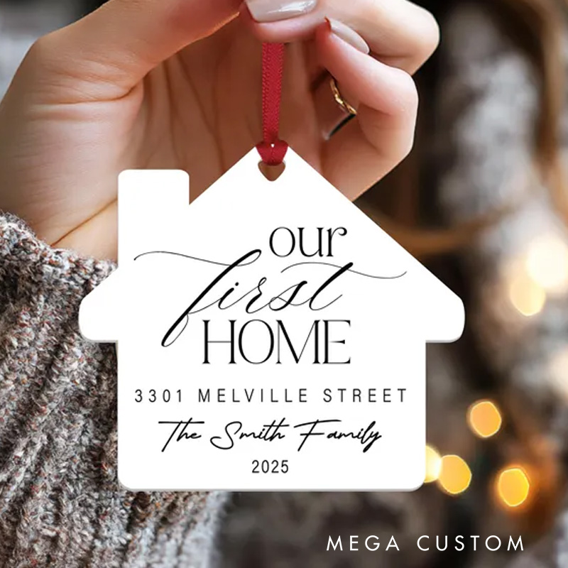 Personalized Our First Home Acrylic Ornament New Home Ornament Custom House Ornament Christmas Ornament for Family Home Keepsake Housewarming Gifts
