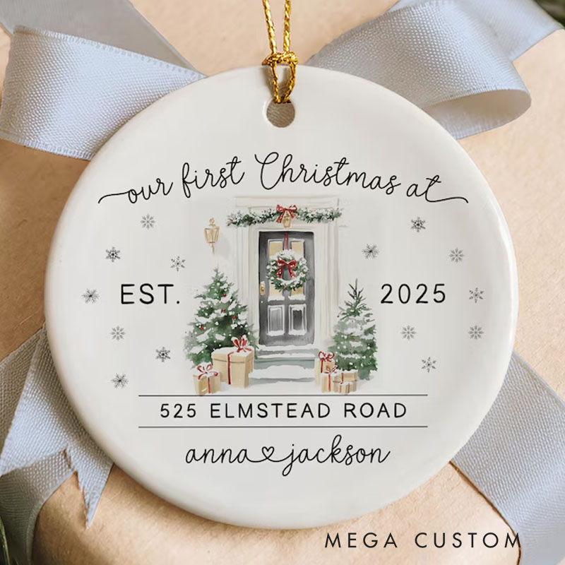 Personalized New House Ornament First Christmas Home Ornament Custom New Home Christmas Ornament Our First House Christmas Keepsake