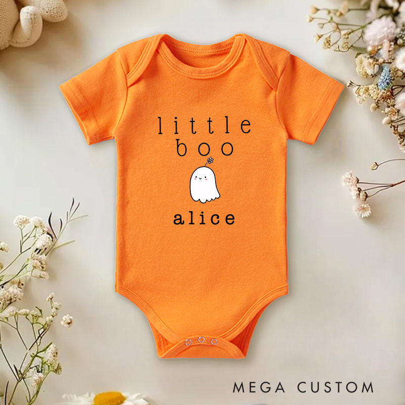 Personalized Little Boo Baby Onesie with Your Name Halloween Baby Gift