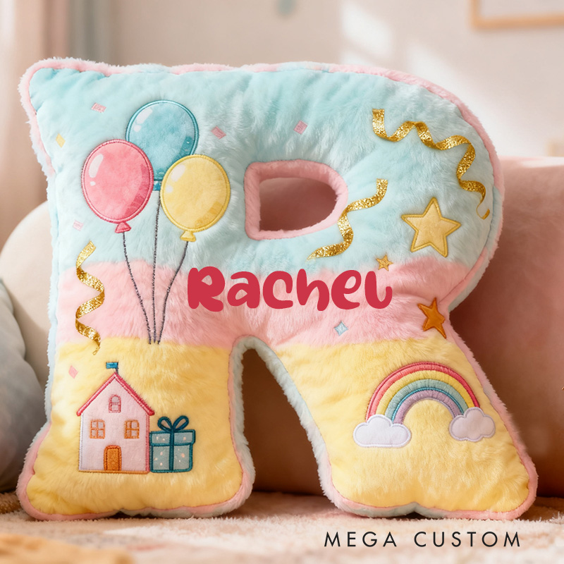 Personalized 26 Letter Pillow with Graphic 3D Print Whimsical Design Customizable Name Soft Plush Cushion for Kids Decor Fun Gift Idea Moving Gifts
