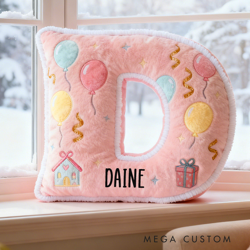 Personalized Pink Letter Pillow with Graphic 3D Print Cute Design Custom Name Soft Cushion for Kids Room Decor Moving Gifts Perfect Birthday Gift Idea