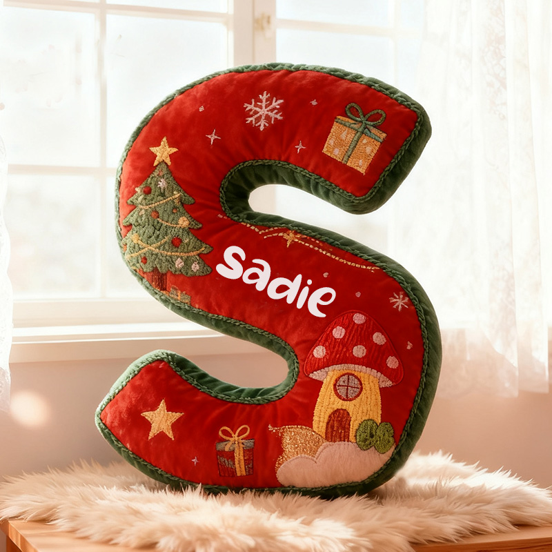 Personalized Christmas Letter Pillow Graphic 3D Print Festive Design Custom Name Soft Cushion for Holiday Decor Perfect Seasonal Gift Christmas Gifts