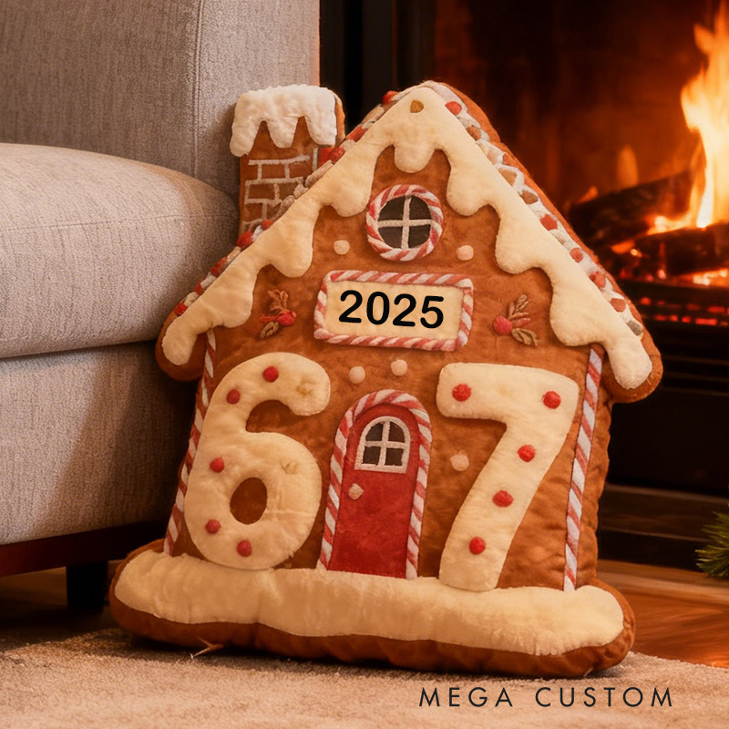 Personalized Gingerbread House Pillow Graphic 3D Print 67 House Gingerbread Customize Name 2025 Christmas Pillow