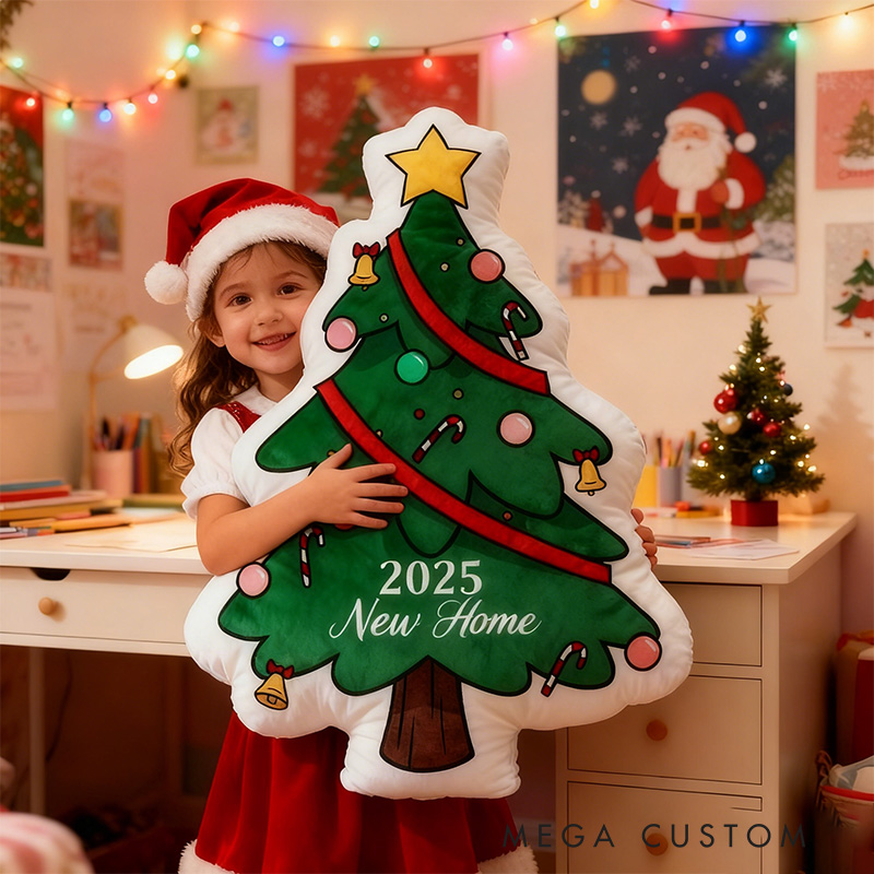 Personalized Christmas Tree-Shaped Pillow Custom Message Perfect Christmas Gift for Children Graphic 3D Print
