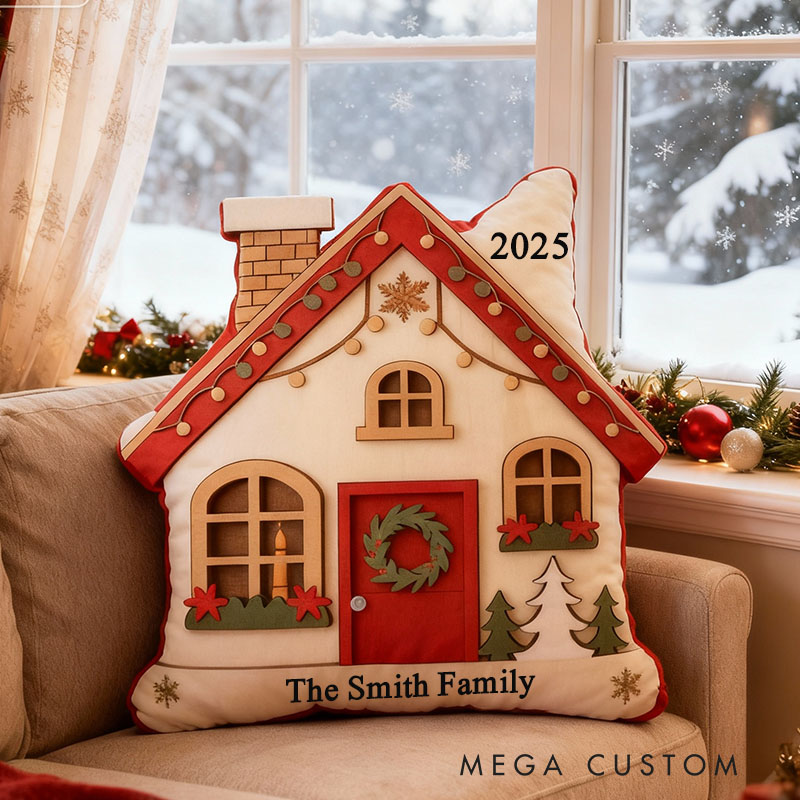 Personalized Christmas House Pillow with Festive Design Cozy Home Decor Featuring Graphic 3D Print Soft Cushion for Holiday Season Perfect Gift