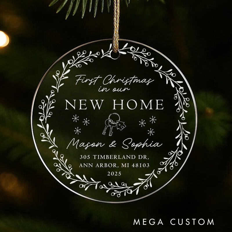 Personalized First Christmas in Our New Home Ornament New House Xmas Bauble Custom New Address Ornament 1st Home Decor Housewarming Gift