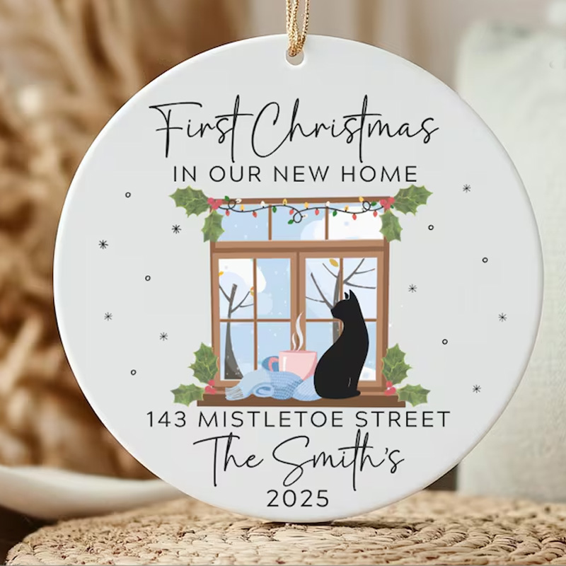 Personalized New House Christmas Ornament Cat On House Window Sil Design Ornament Our First House Christmas Ornament Our New Home Ornament