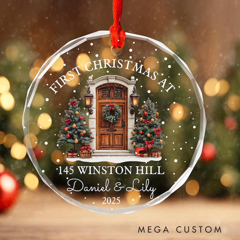 Personalized First Christmas At New Home Glass Ornament First Home Ornament New Home Ornament Realtor Gift Housewarming Gift