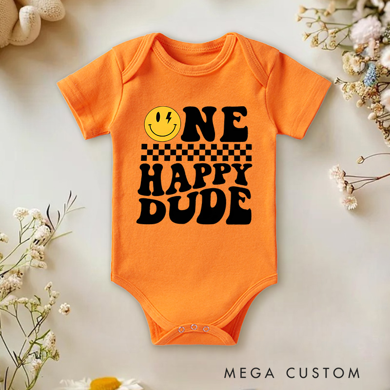 Personalized One Happy Dude First Birthday Baby Onesie Funny Gift for Baby