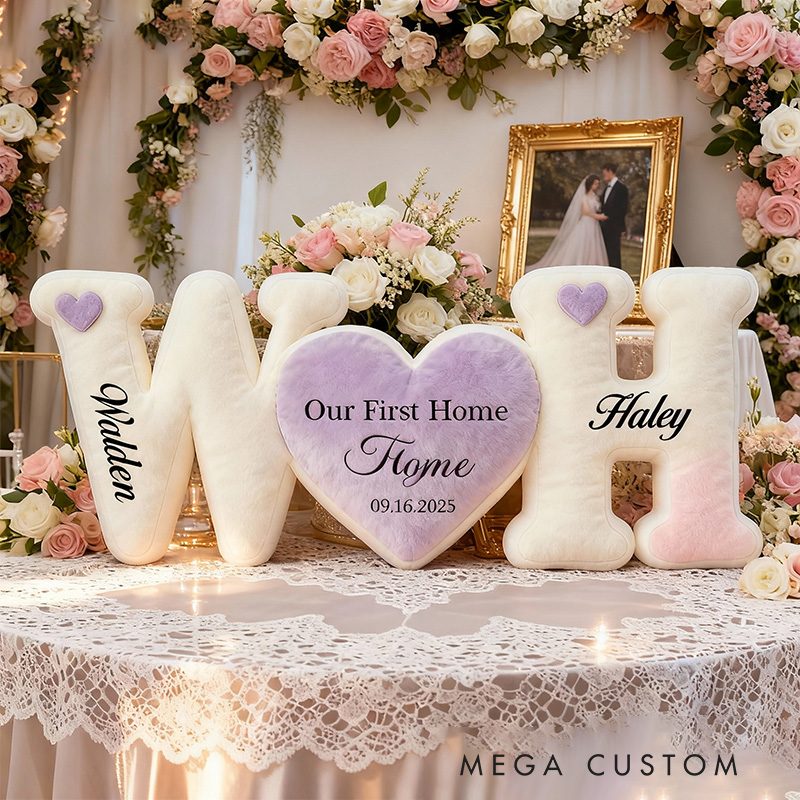 Personalized Letter Pillow Custom Initials And Heart Design Soft Home Decor Perfect For New Home Gift Couple Gifts Newlyweds Gifts Graphic 3D Print 