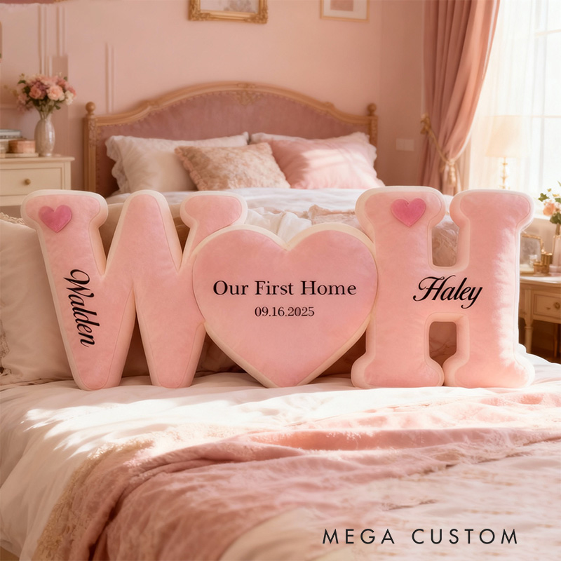 Personalized Initials Pillow Custom Heart Design with Name Soft Home Decor Perfect For New Home Gift Wedding Anniversary Keepsake Graphic 3D Print 
