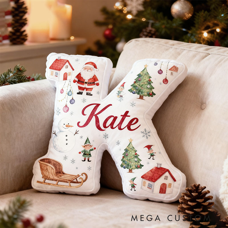 Personalized Christmas Letter Pillow with Name Cushion Festive Holiday Decor Soft Gift for Seasonal Christmas Gifts for Family